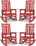 SERWALL HDPE Oversized Outdoor Rocking Chairs Set of 4, Patio Rocker, All by SERWALL