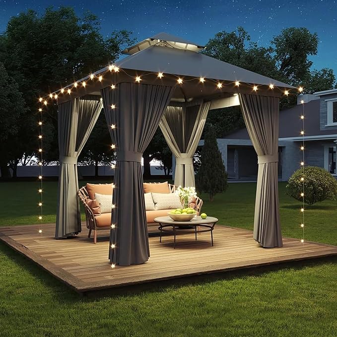 Aoxun 8x8FT Metal Frame Outdoor Gazebo, Dark Gray | UPF50+ Protection 50×50mm - Image 6