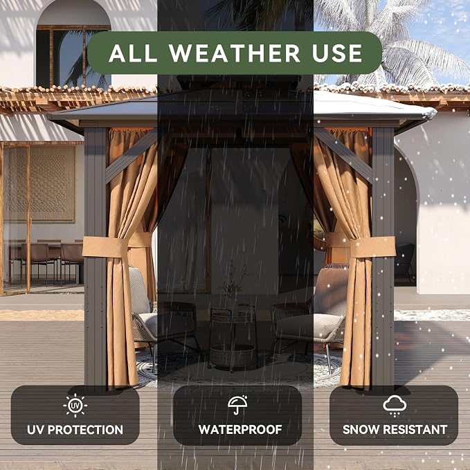 Aoxun 8'x8' Hardtop Gazebo - Image 5