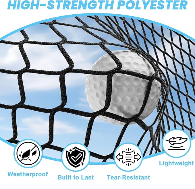 aikeec Golf Practice Hitting Net: 10 x10x 10 Ft Batting Cage Netting with Polyester Mesh, Roped Edges -for Backyard Driving, Garage, Indoor/Outdoor, Golf Simulator (Frame Not Included)