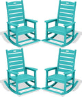 SERWALL Outdoor Rocking Chair Set of 4, HDPE Rocker by SERWALL