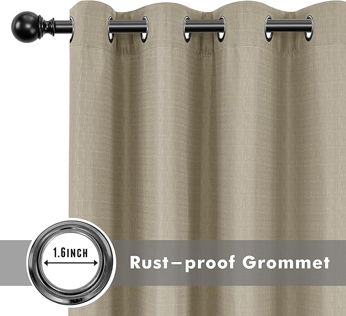Linen Outdoor Curtains for Patio Waterproof 4 Pcs 54x120 In Taupe | Light - Image 4