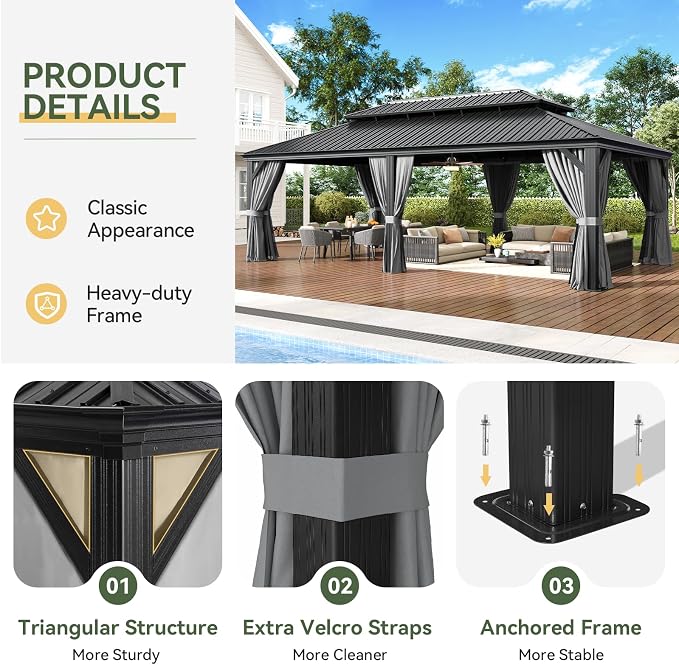 Aoxun Hardtop Gazebo 14x24 - Image 5