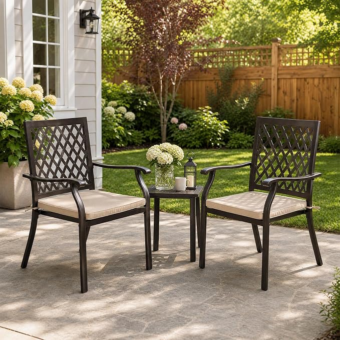 Patio Stackable Dining Chairs Set of 6, Outdoor Metal High Back Chairs Set - Image 2