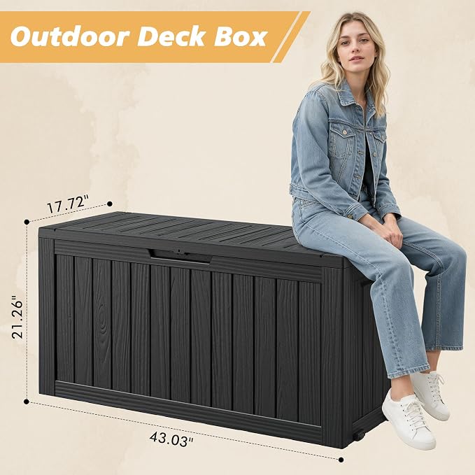 Fancyango 75 Gallon Outdoor Deck Box Waterproof, Large Storage Box - Image 2