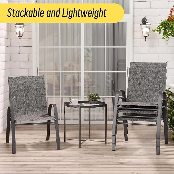 Patio Chairs Set of 2, Stackable Outdoor Dining Chairs Set - Image 3