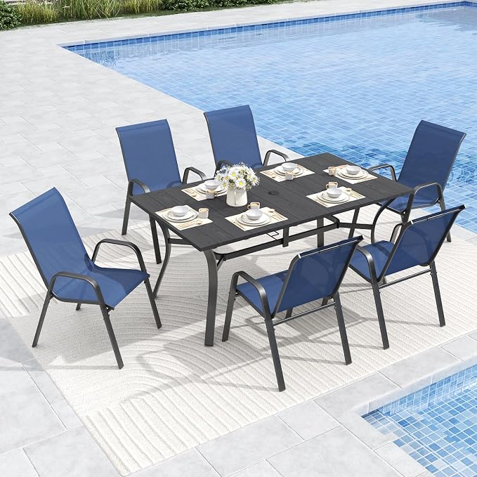 Patio Dining Chairs Set of 6 Outdoor Stackable Dining Chairs - Image 2
