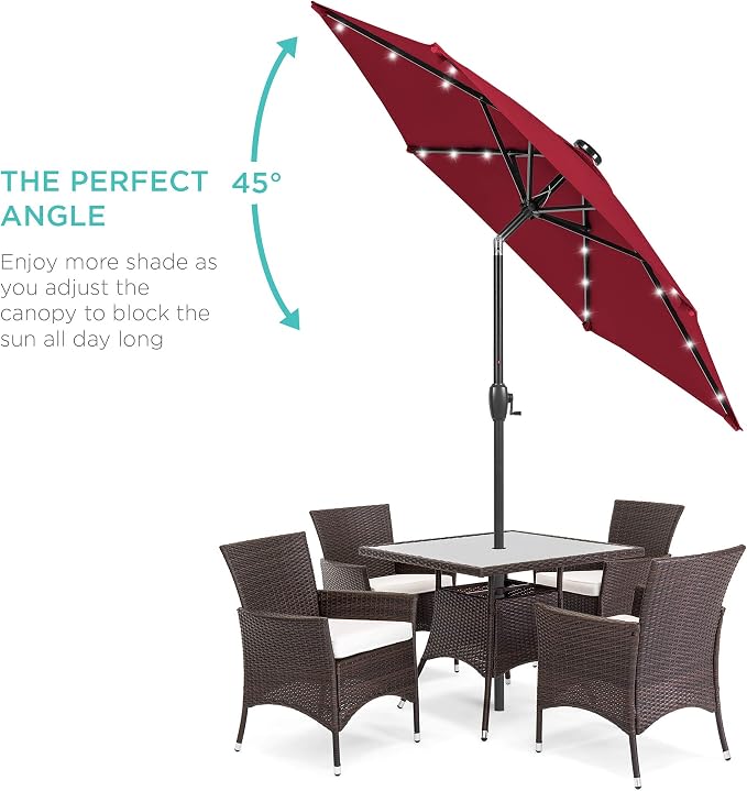 Best Choice Products 7.5ft Solar Umbrella LED Lighted Patio Umbrella, Table - Image 2