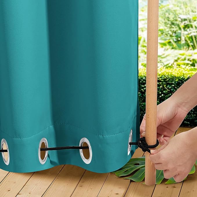 NICETOWN Outdoor Curtains Waterproof Fixed Bottom W52xL95 Peacock Teal | by NICETOWN
