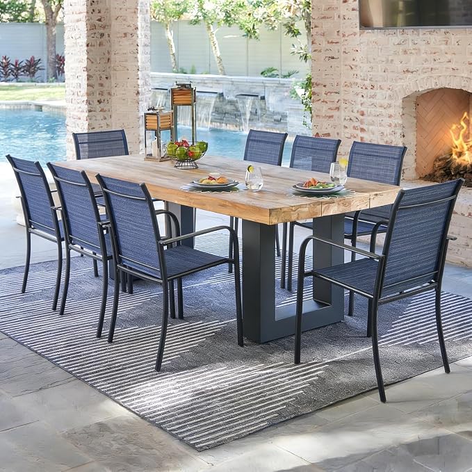 Stackable Patio Chairs Set of 8, Outdoor Dining Chairs by Puntogen