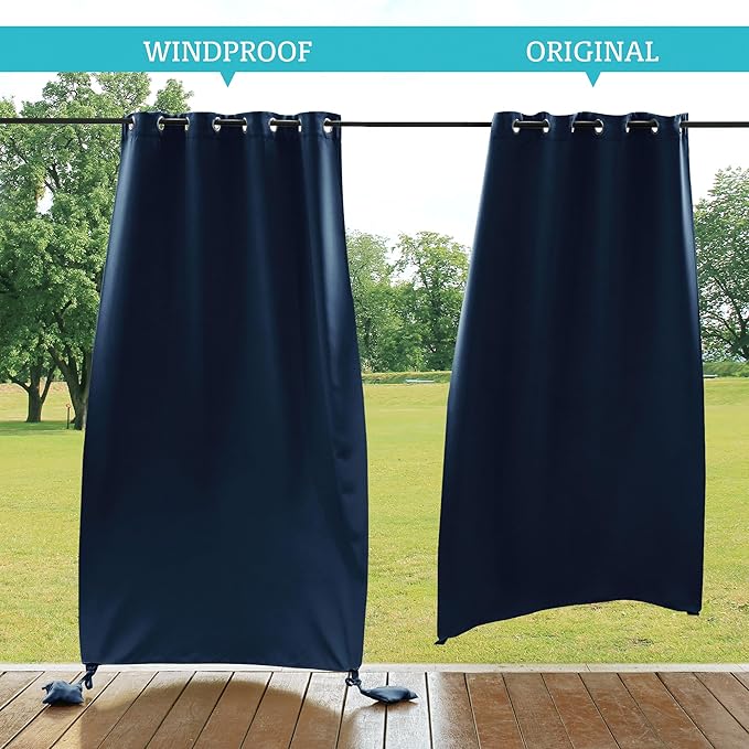 RYB HOME Outdoor Curtains for Patio Waterproof, Windproof - Image 2
