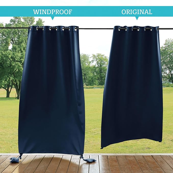 RYB HOME Outdoor Curtains for Patio Waterproof, Windproof - Image 2
