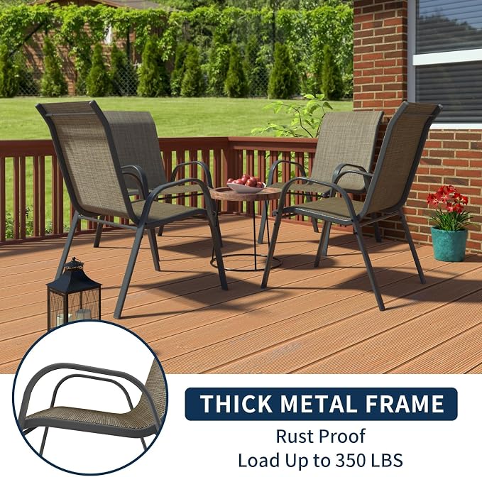 Amopatio Patio Chairs Set of 4, Outdoor Stackable Dining Chairs - Image 4