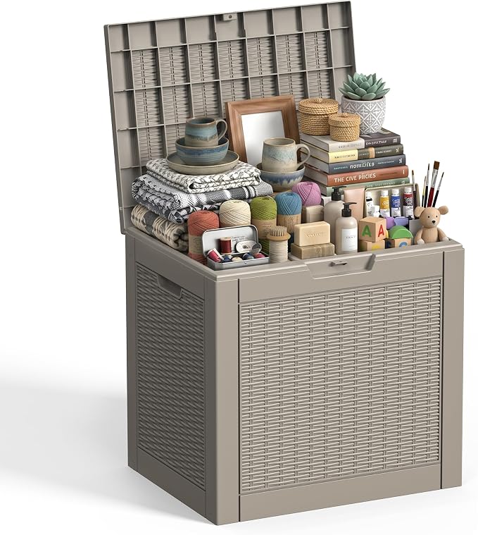 37 Gal Waterproof Outdoor Storage Box UV Resistant Deck Box | Storage bench by EASYUP