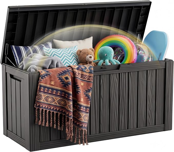 EFU Outdoor Storage Box 120 Gallon Deck Box, Waterproof Resin, Storage Box by EFU