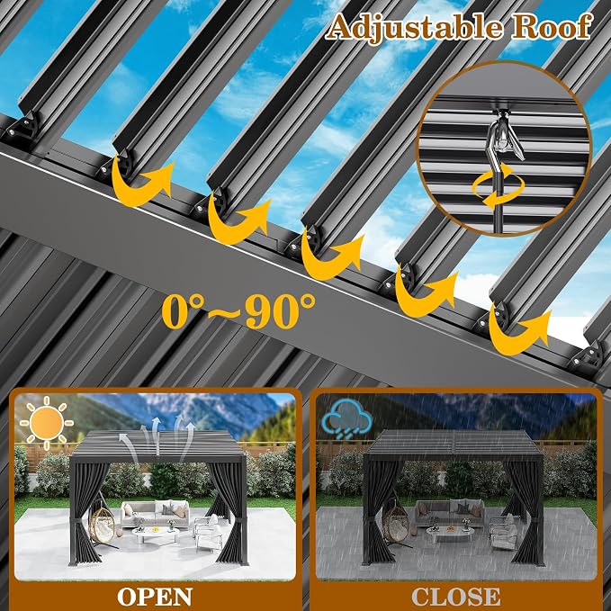 10 x 12 FT Louvered Pergola - Image 5