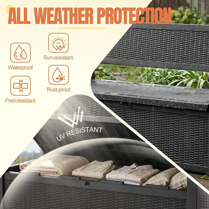 Storage Bench Outdoor Deck Box, 100 Gallon Waterproof & UV Resistant Lockable - Image 2
