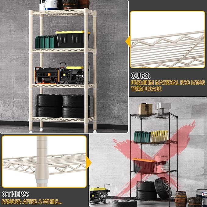 M MZG 1000 lbs 4-Shelf Standing Storage Shelves Heavy Duty Metal Shelving Unit - Image 6