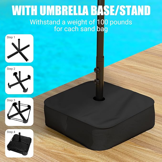 15FT Large Patio Umbrella with Base & Solar LED Lights - Image 7
