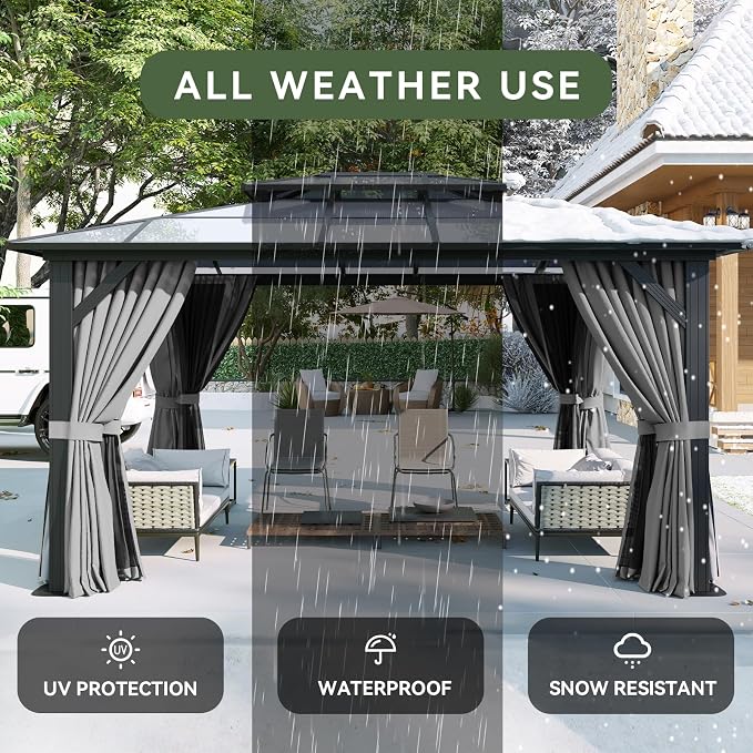 Aoxun 12'x14' Hardtop Gazebo - Image 5