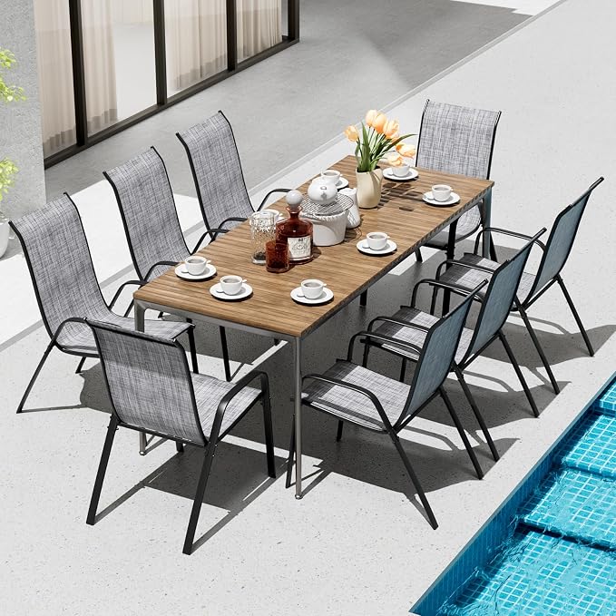 TLSUNNY Patio Chair, Outdoor Stackable Textilene Chairs Set of 8, - Image 3
