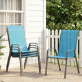 TLSUNNY Patio Chair, Outdoor Stackable Textilene Chairs Set of 4, Sky Blue | by TLSUNNY