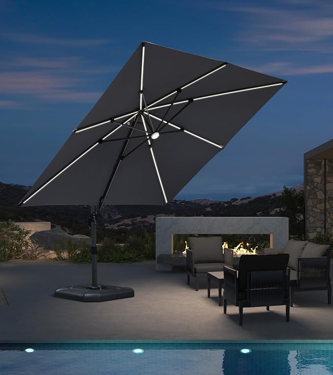 PURPLE LEAF Cantilever Patio Umbrella 10' x 10' by PURPLELEAF
