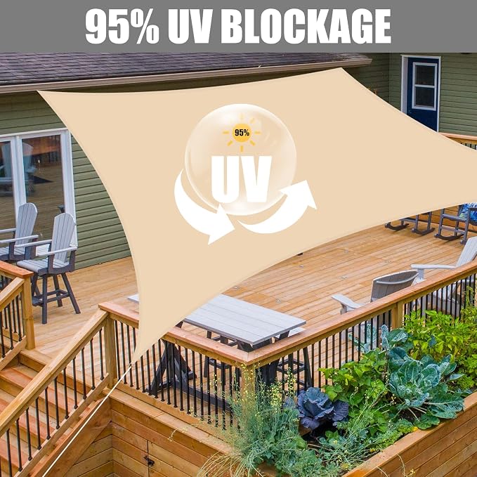 Neween Waterproof Sun Shade Sail Rectangle UV Block Canopy - Image 3