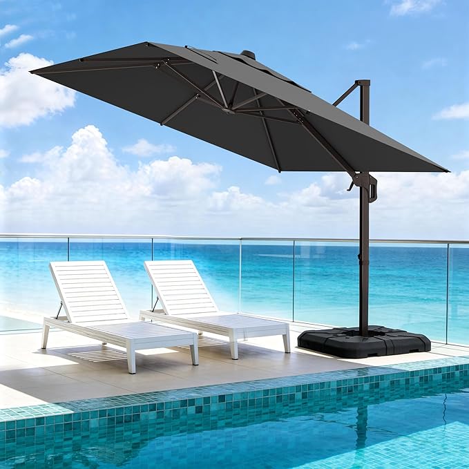10' X 10' Patio Umbrella Cantilever Outdoor Rectangle Umbrella by ORYNTREX