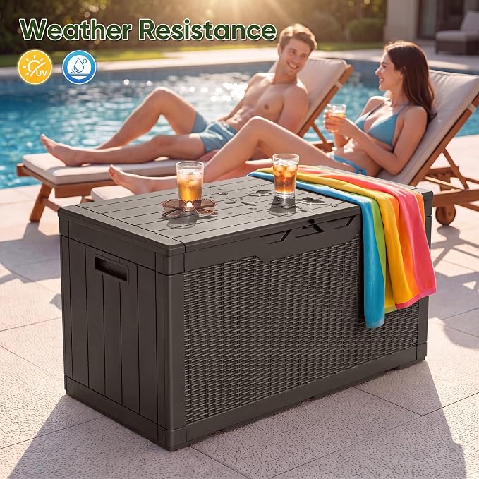 Flamaker Outdoor Storage Box 100 Gallon Waterproof Resin Deck Box | Large - Image 7