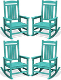 Oversized Outdoor Rocking Chairs Set of 4, HDPE Porch Rocker, Aruba | by KINGYES