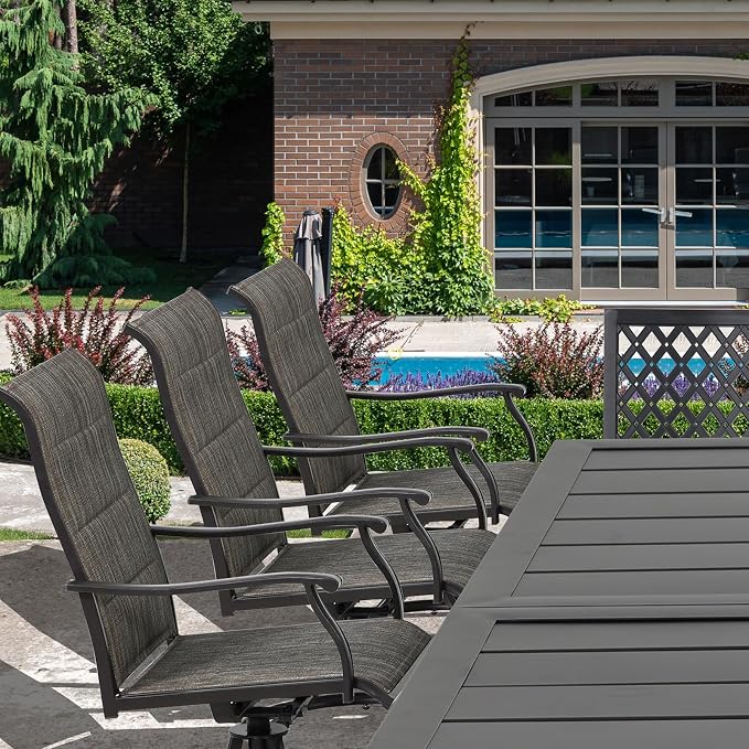 Outdoor Swivel Dining Chairs Set of 2, 360° Rotation & 20° Rocking, Ergonomic - Image 2