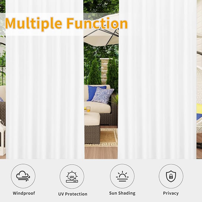 Easy-Going Outdoor Patio Curtains 2 Panels, 54x120 inch, Porch and Pergola - Image 5