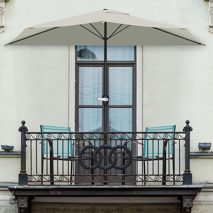 Pure Garden Half Umbrella Outdoor Patio Shade - Image 6