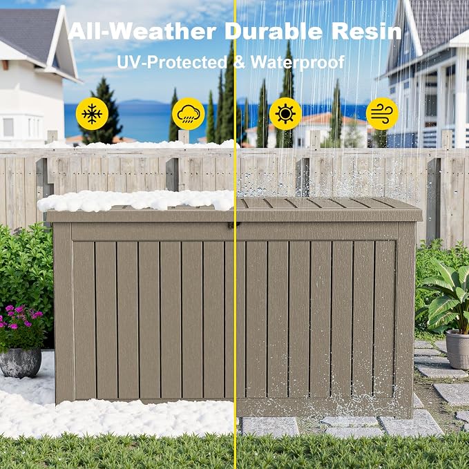 320 Gallon Large Outdoor Storage Box Waterproof, UV Resistant Resin Deck Box - Image 7