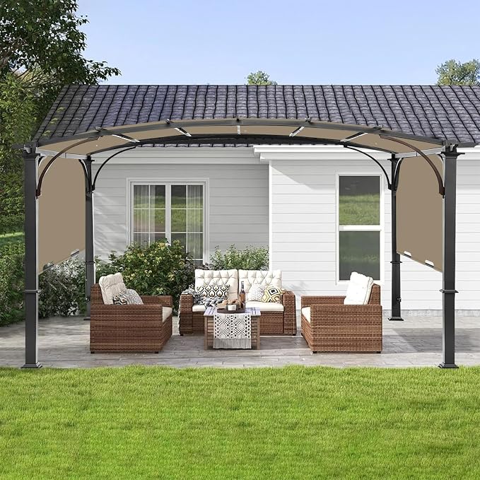 200x103 in Pergola Canopy Replacement Shade Cover Only, Khaki | Fits 10x10 ft - Image 6
