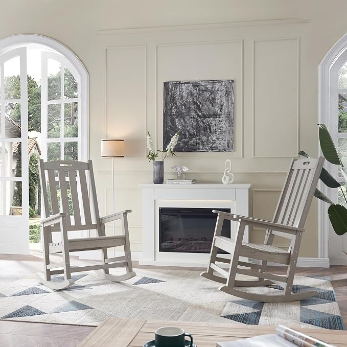 Oversized Outdoor Rocking Chair, HDPE Porch Rocker | High Back Rocking Chairs - Image 6