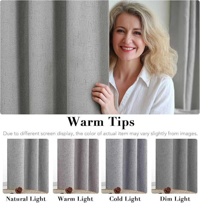 H.VERSAILTEX Linen Blackout Curtains 84 Inches Long, 100% Absolutely Blackout - Image 5