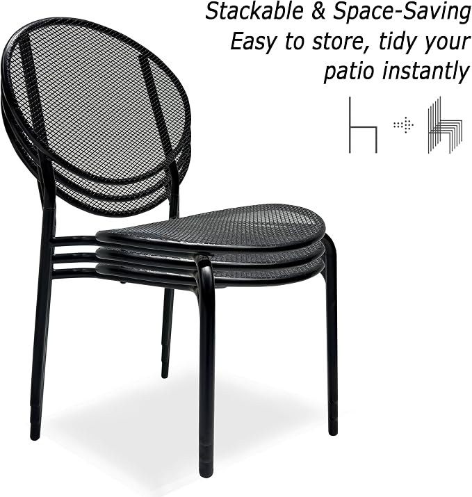 Patio Dining Chairs Set of 2, Metal Mesh Patio Furniture Set - Image 4