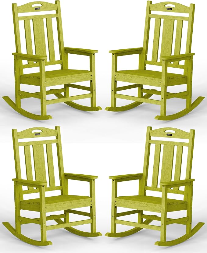 Oversized Outdoor Rocking Chairs Set of 4, 380lbs Heavy-Duty Large Patio Rocker by CIOKEA