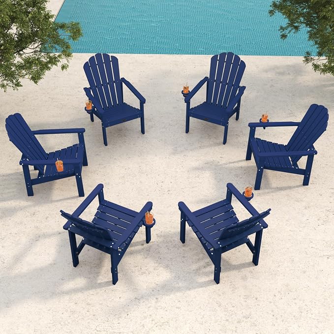THOEOE Stackable Adirondack Chair Set of 6, Fire Pit Chairs, Space Saving by THOEOE