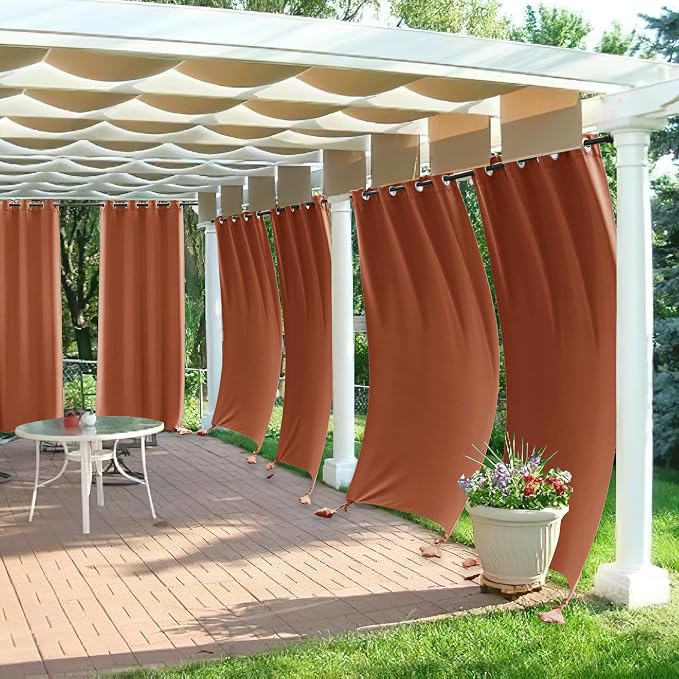 RYB HOME Outdoor Curtains for Patio Waterproof, Windproof - Image 3