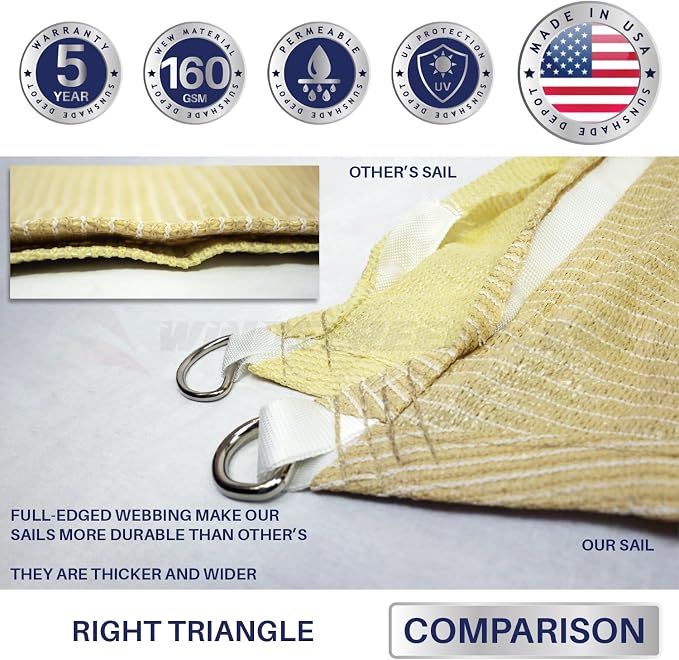 Windscreen4less 20' x 20' x 20' Sun Shade Sail Triangle Outdoor Canopy Cover UV - Image 9