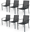 Anmutig Stackable Outdoor Dining Chairs Set of 6, Textilene Fabric, Breathable by Anmutig