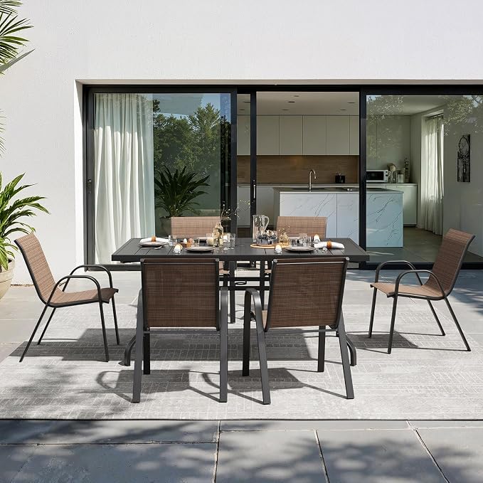 Patio Chairs Set of 6, Stackable Outdoor Dining Chairs - Image 3
