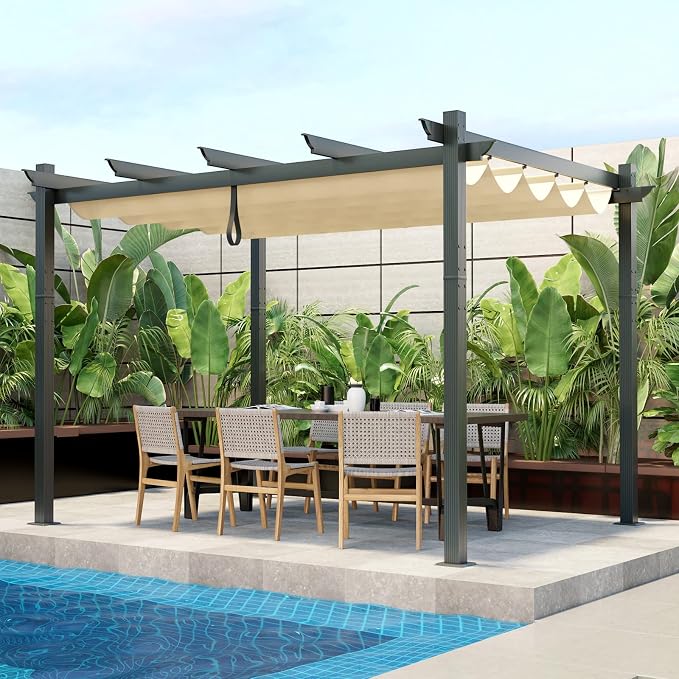 Tangkula 10x12 Ft Heavy-Duty Aluminum Pergola by TANGKULA