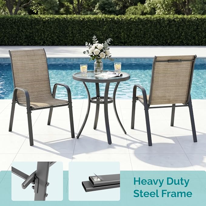 MAMIZO Patio Dining Chairs, Stackable Textilene Chair Set of 4, - Image 4