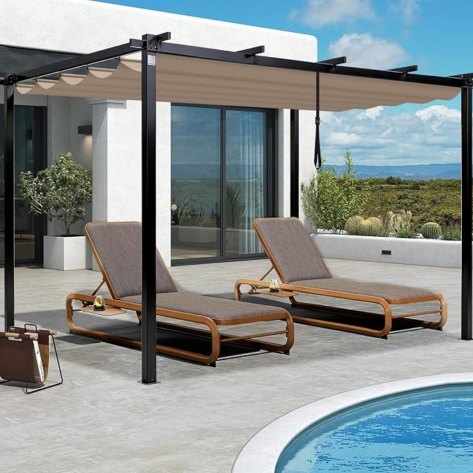 Mrsenloi 10 x 10 Pergola Shade Cover Replacement, Top Only, Retractable Sun - Image 6
