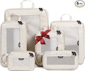 EPICKA TripCozy Compression Packing Cubes - 6 Set Durable Travel Organizer Bags with Mesh Top, Expandable Travel Accessories for Carry on, Luggage, Suitcase, Backpack (Beige)