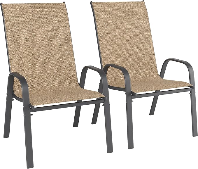 Patio Chairs Set of 2, Outdoor Dining Chairs Stackable by furniture